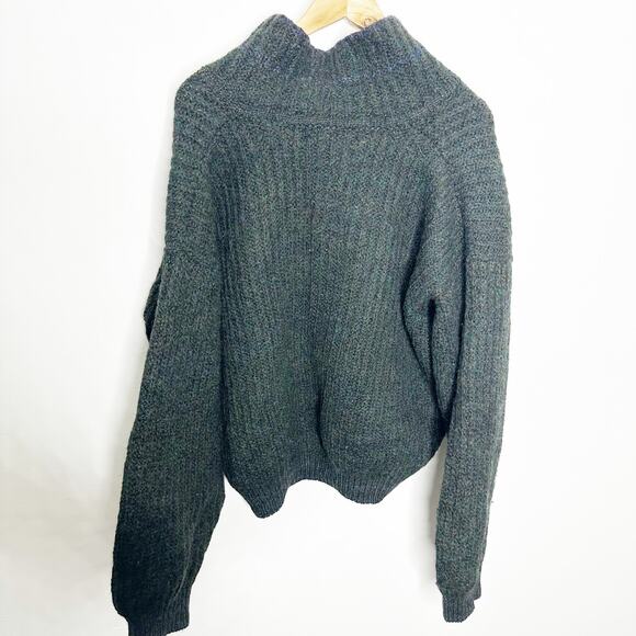 VTG 60s BROOKS BROTHERS wool mock neck thick knit sweater green Ireland XL - Picture 2 of 9